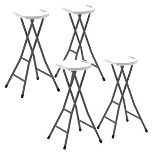 Outsunny 29-in H White Plastic Outdoor Bar Stools w/ Handle and X-Shape Steel Legs - Set of 4