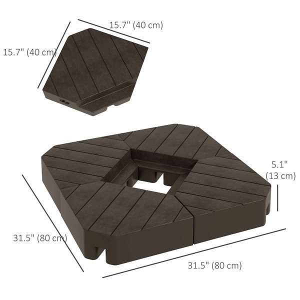 Outsunny 31.5 W x 5.1-in H Brown Plastic Cantilever Umbrella Weights