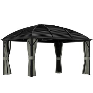 Abri-soleil carré avec toit rigide Outsunny 10 x 13 pi en aluminium gris foncé