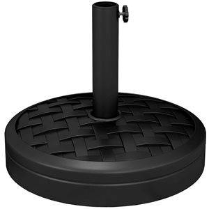 Base de parasol Outsunny 17,7 diamètre x 14,2 po h en plastique noir remplie de ciment, 40 lb