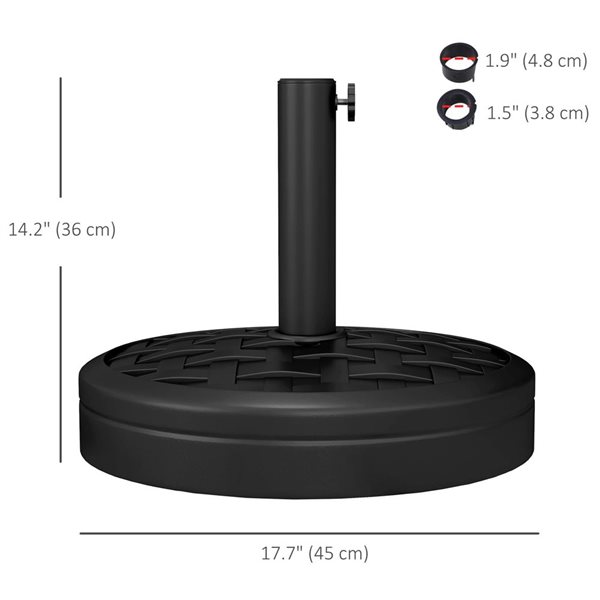 Outsunny 17.7 dia x 14.2-in H Black Plastic Umbrella Base Filled with Cement - 40 lb