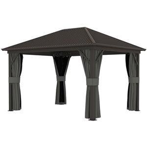 Outsunny 10 x 12-ft Dark Grey Rectangular Hard Metal Roof Gazebo