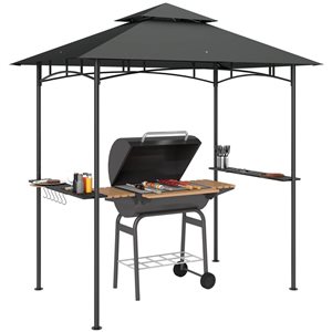 Outsunny 8 x 5-ft Dark Grey 2-Tier Rectangular Grill Gazebo