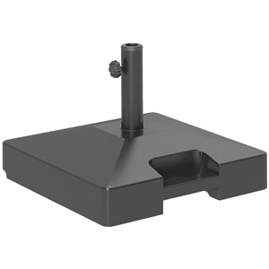 Base de parasol carrée à remplir par Outsunny 19,7 l. x 14 po h. en plastique noir avec roulettes et poignée
