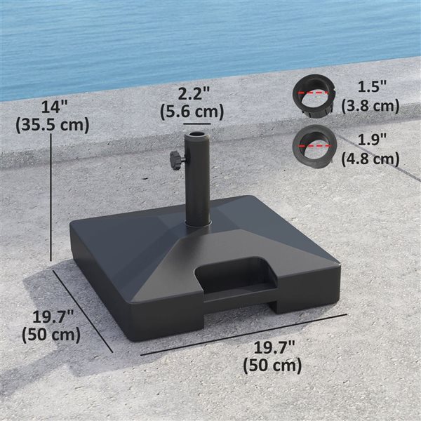 Outsunny 19.7 W x 14-in H Black Plastic Square Fillable Umbrella Base w/ Wheels and Handle