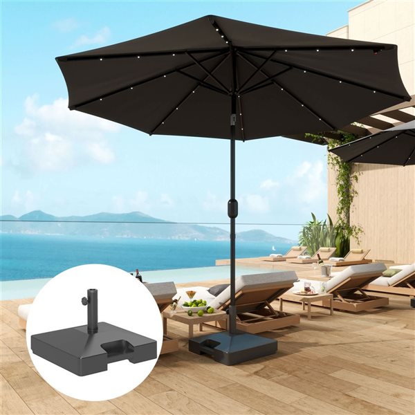 Outsunny 19.7 W x 14-in H Black Plastic Square Fillable Umbrella Base w/ Wheels and Handle