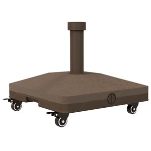 Outsunny 17.7 W x 6.3-in H Brown Plastic Square Portable Umbrella Base w/ Wheels