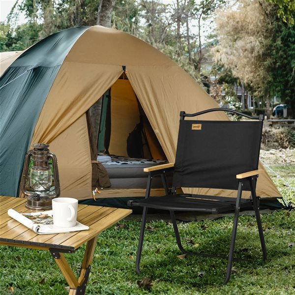 Outsunny Black Folding Portable Camping Armchair