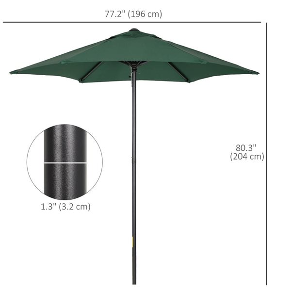 Outsunny 6.4-ft dia Aluminum/Polyester Patio Umbrella with Push-Open Design - Green