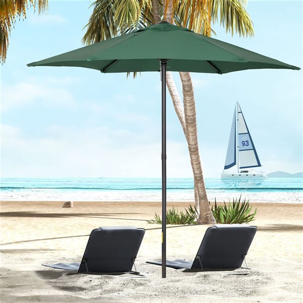 Outsunny 6.4-ft dia Aluminum/Polyester Patio Umbrella with Push-Open Design - Green