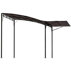 Outsunny 12 x 9.5-ft  Brown Polyester/Black Steel Outdoor Wall Gazebo w/ Extendable Front Canopy