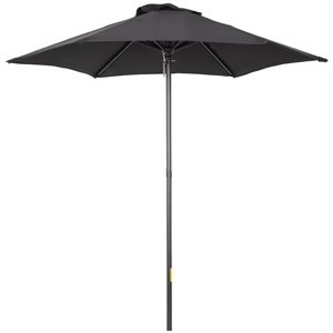 Outsunny 6.4-ft dia Aluminum/Polyester Patio Umbrella with Push-Open Design - Black