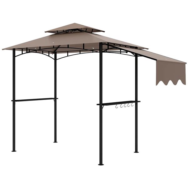 Outsunny 8 x 5-ft Khaki 2-Tier Rectangular Grill Canopy Gazebo