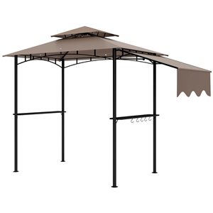 Outsunny 8 x 5-ft Khaki 2-Tier Rectangular Grill Canopy Gazebo