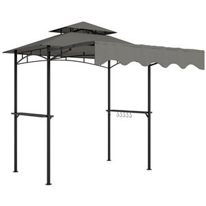 Outsunny 8 x 5-ft Grey 2-Tier Rectangular Grill Canopy Gazebo