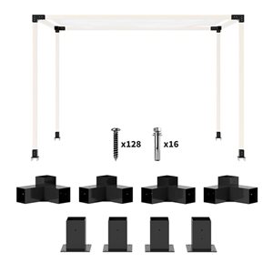 Outsunny 8-Pcs Black Pergola Brackets for 4 x 4-in Lumber