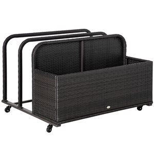 Boîte de rangement pour patio Outsunny 43 L. x 37 po l. de 40-gal brun en plastique style rotin