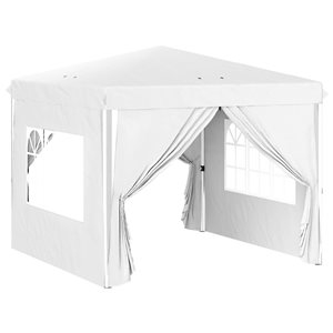 Outsunny 10 x 10-ft White Square Pop-Up Canopy Tent w/ Sidewalls
