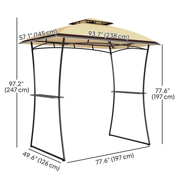 Outsunny 8 x 5-ft Beige 2-Tier Rectangular Grill Canopy Gazebo