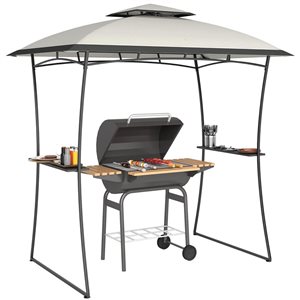 Outsunny 8 x 5-ft Light Grey 2-Tier Rectangular Grill Canopy Gazebo