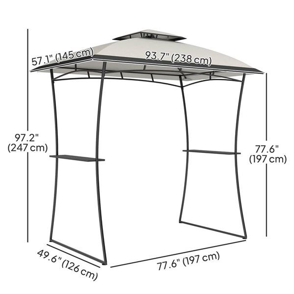 Outsunny 8 x 5-ft Light Grey 2-Tier Rectangular Grill Canopy Gazebo