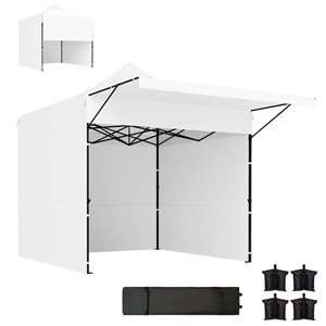 Outsunny 10 x 10-ft White Square Pop Up Canopy Tent w/ Extended Awning