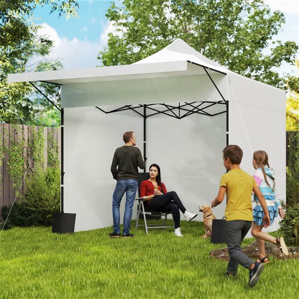 Outsunny 10 x 10-ft White Square Pop Up Canopy Tent w/ Extended Awning
