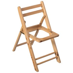 PLAYBERG Portable Folding Wooden Toilet Seat Chair for Camping and Hiking - Natural Wood Finish