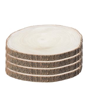 Vintiquewise 16-in Barky Natural Wood Slab Rustic Charger Plate - 4/Pk