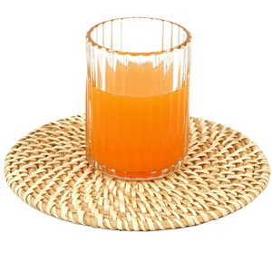 Wickerwise Decorative Round 5.25-in Natural Woven Handmade Rattan Placemats - 4/Pk