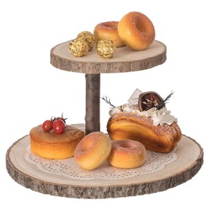 Vintiquewise 2-Tier Natural Wood Tree Bark Rustic Server Tray
