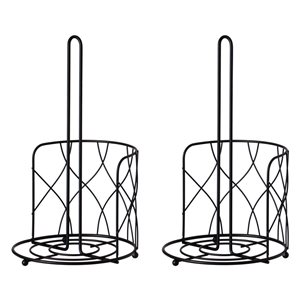 Basicwise Freestanding Black Iron Paper Towel Holder for Kitchen 2/Pk