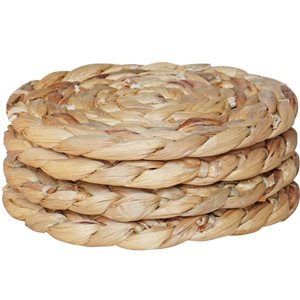 Wickerwise Decorative Round 5.5-in Natural Woven Handmade Water Hyacinth Placemats - 4/Pk