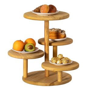 Vintiquewise Multipurpose 4-Tier Round Wooden Cake Stand/Charcuterie Board