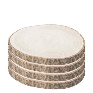 Vintiquewise 12-in Barky Natural Wood Slab Rustic Charger Plate - 4/Pk