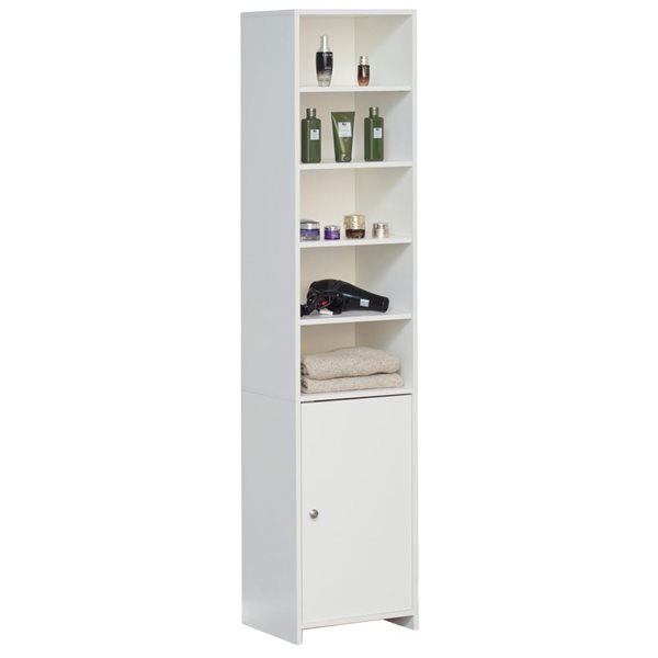 Basicwise Freestanding Bathroom Linen/Laundry Cabinet - White