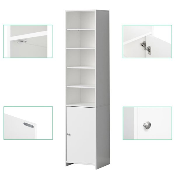 Basicwise Freestanding Bathroom Linen/Laundry Cabinet - White