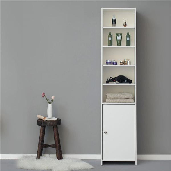 Basicwise Freestanding Bathroom Linen/Laundry Cabinet - White