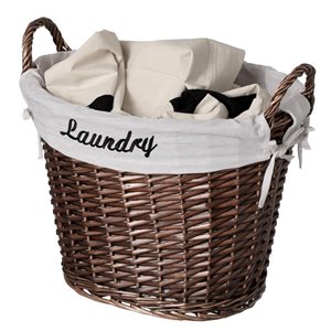 Wickerwise Handwoven Laundry Basket w/ Liner and Handles - Brown