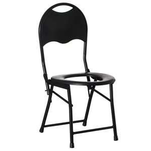 PLAYBERG Portable Folding Metal Toilet Seat Chair for Camping and Hiking - Black