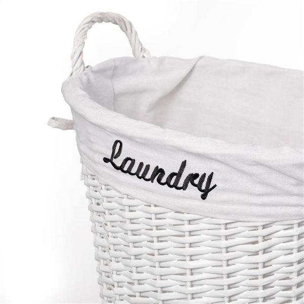 Wickerwise Handwoven Laundry Basket w/ Liner and Handles - White