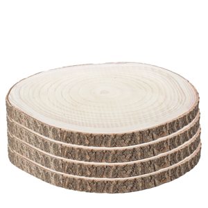 Vintiquewise 18-in Barky Natural Wood Slab Rustic Charger Plate - 4/Pk