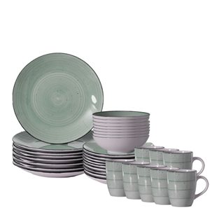 Quickway Imports 32 Pcs Dinnerware Set for 8 w/ Mugs, Salad and Dinner Plates + Bowls - Green