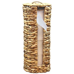 Vintiquewise Wicker Water Hyacinth Tall Toilet Paper Storage for 4 Wide Rolls