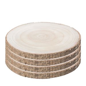 Vintiquewise 14-in Barky Natural Wood Slab Rustic Charger Plate - 4/Pk