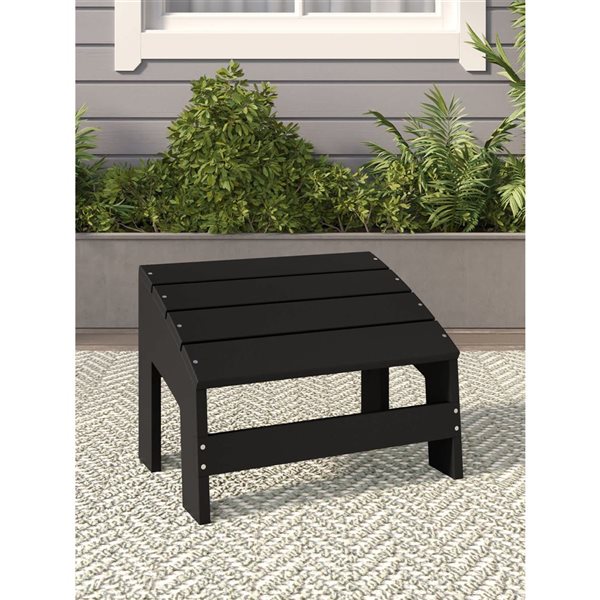 Crystal Harbor 20 W x 14 D x 15-in H Black Plastic Outdoor Footstool ...