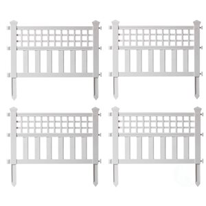 Gardenised 23.75 W x 20.5-in H White Vinyl Outdoor Flower Bed Decorative Fencing - 4 Panels