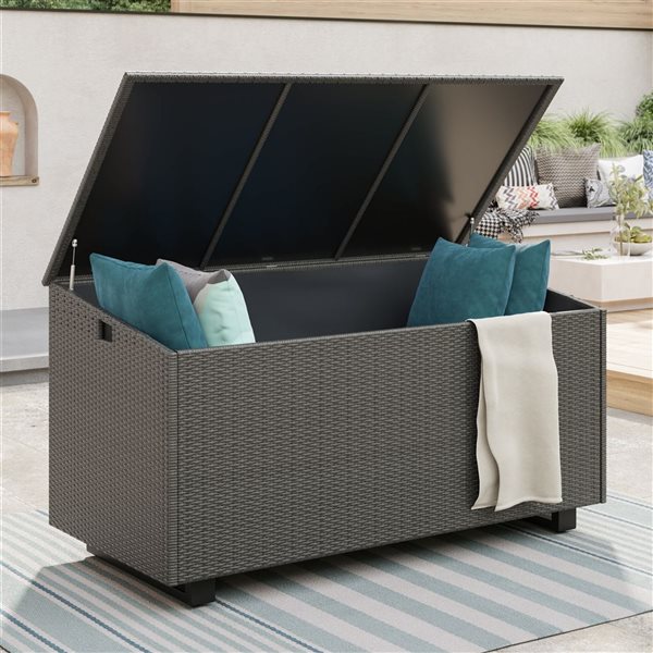 Sirio Cameron 65.8 L x 35-in H Dark Grey Resin Wicker Outdoor Storage Box