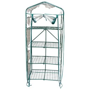 ProYard 27 L x 19 W x 63-in H 4-Tier Metal Folding Greenhouse with PVC Protective Cover and Wheels