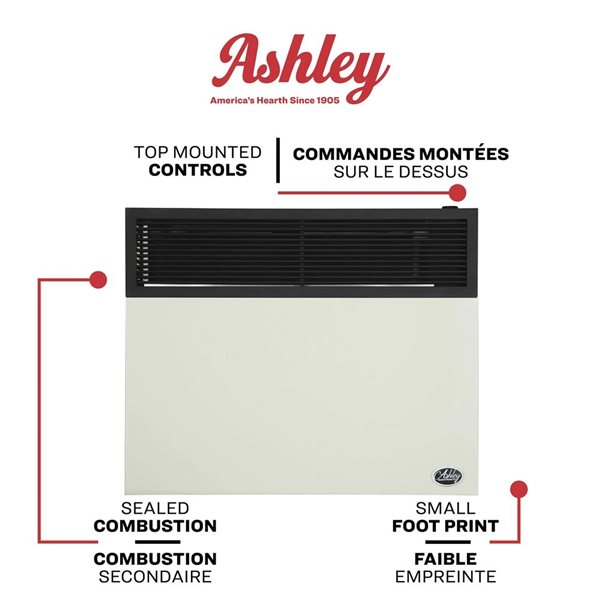 Ashley 25,000 BTU Direct Vent Propane Indoor Radiant Wall Heater - Off-White